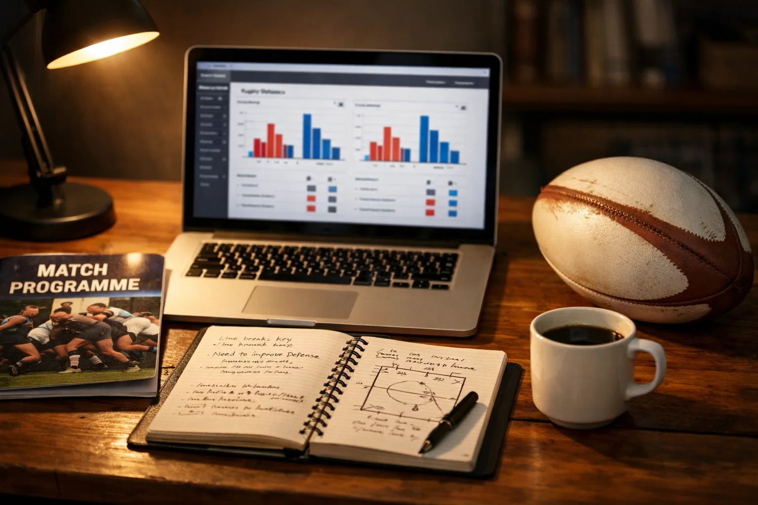 Statistiques rugby pour les paris : personne analysant des données de match de rugby sur un écran d'ordinateur